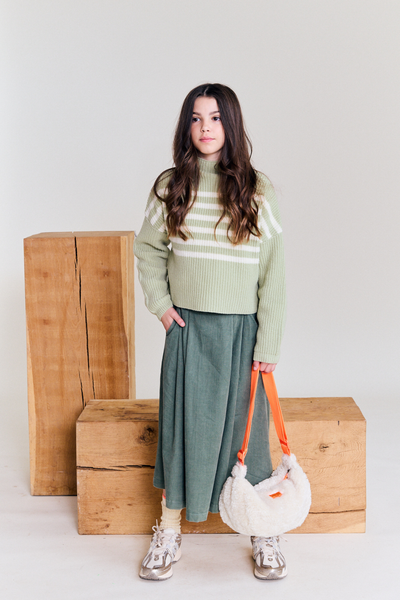 Sage stripes & corduroy fabric