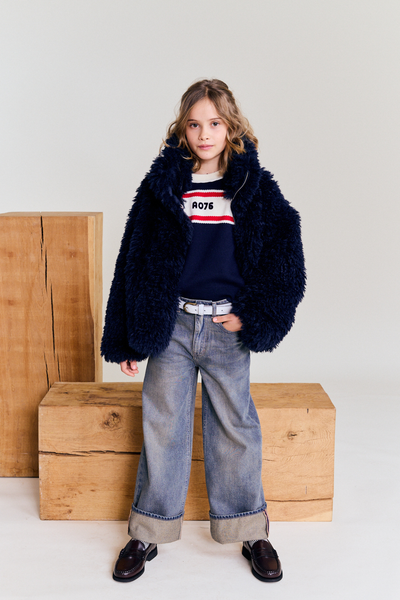 Denim with statement knits
